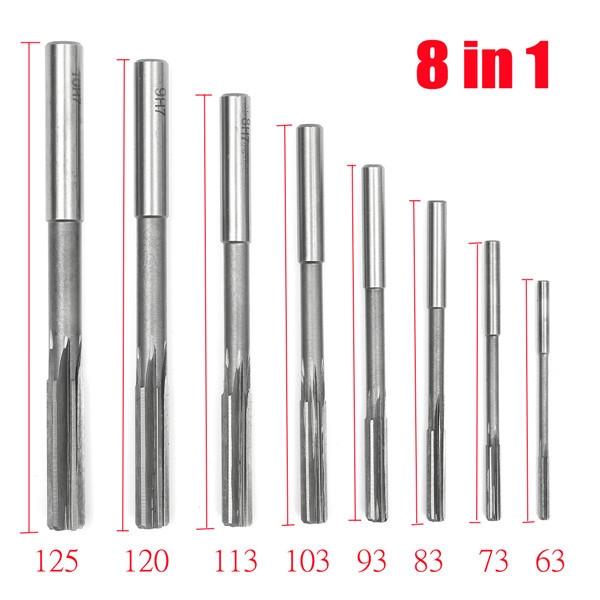 8Pcs HSS M35 M35 C0.5 3/4/5/6/7/8/9/10mm Reamer Machine Chucking Reamer Mill Cutter Tool High Speed Steel