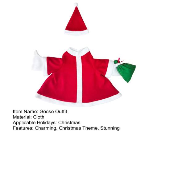 Christmas Goose Outfit for 23" Porch Goose Statue Santa Claus Elf Clothes And Hat Set for Outdoor Lawn Patio Yard Decor