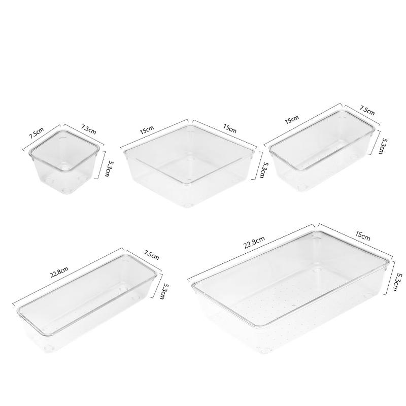 Bathroom Storage Organizer 25PCS Clear Plastic Drawer Bins for Makeup Kit Cosmetics Skincare Multi Size Tub