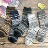 5 Pairs of Mid-calf Wool Socks for Men In Autumn and Winter, Double Octagonal Flower Men's Socks