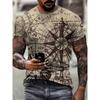 Men's T-shirt 3d Vintage Compass Pattern 3d Print T-shirts Men Women Fashion T Shirt Hip Hop Tops Tees Outdoors Clothes Male