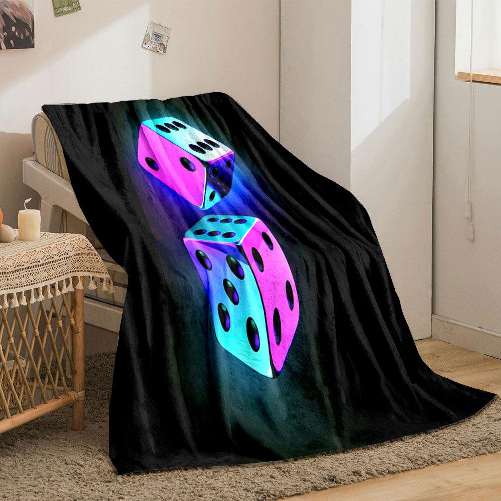 Neon Glow Dice Design print blanket soft and cozy perfect for the living room bed sofa or a nap,gift