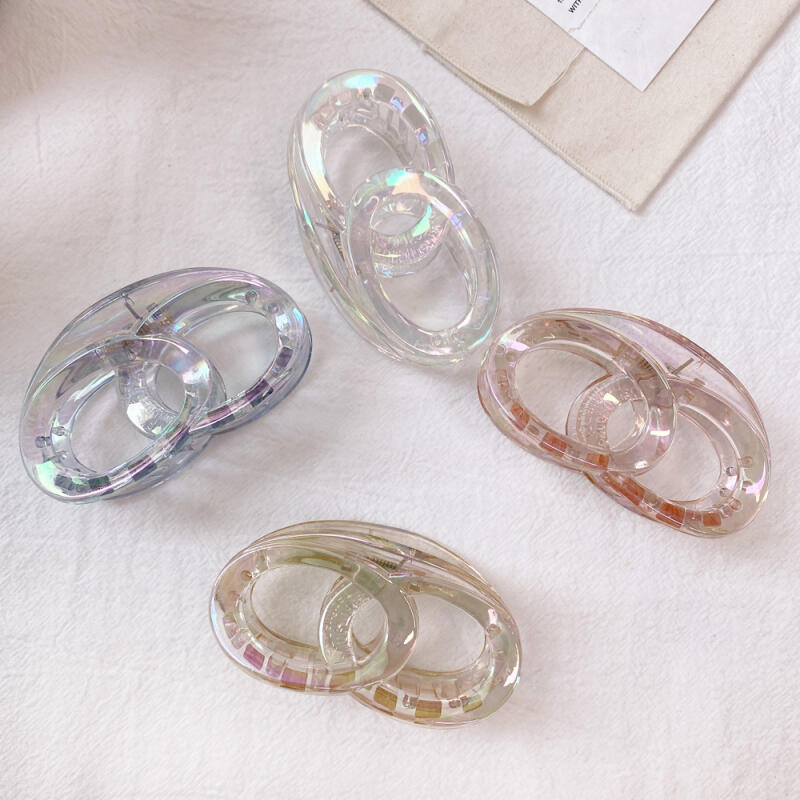 Marvel Color Aurora Hologram Half-Bundle Transparent Hair Clip Aurora Blue