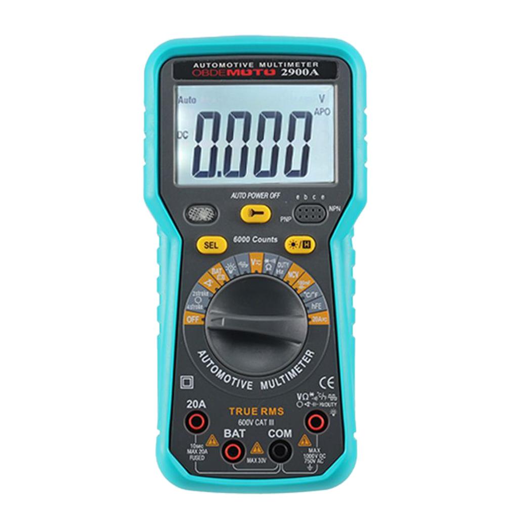 6000 Count LCD Digital Automotive Multimeter True RMS Universal Tester with Flashlight