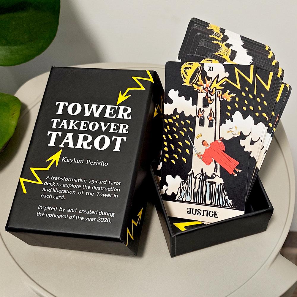 Tower Takeover Tarot Deck in Rigid Box 12*7cm, Unique 79-Card Tarot Set for Transformation & Liberation Double-embossed