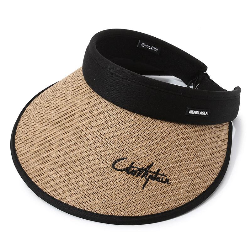 

Hat Women s Summer UV Protection Sun Hat Straw Empty Top Hat Stream Fashion Big Eaves Outdoor Riding Sun Hat Adjustable хакі