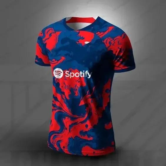 Maglia da Calcio Edizione Speciale Estate Barcellona Uomo Donna Comoda Traspirante Asciugatura Rapida Magliette per Allenamento Moto