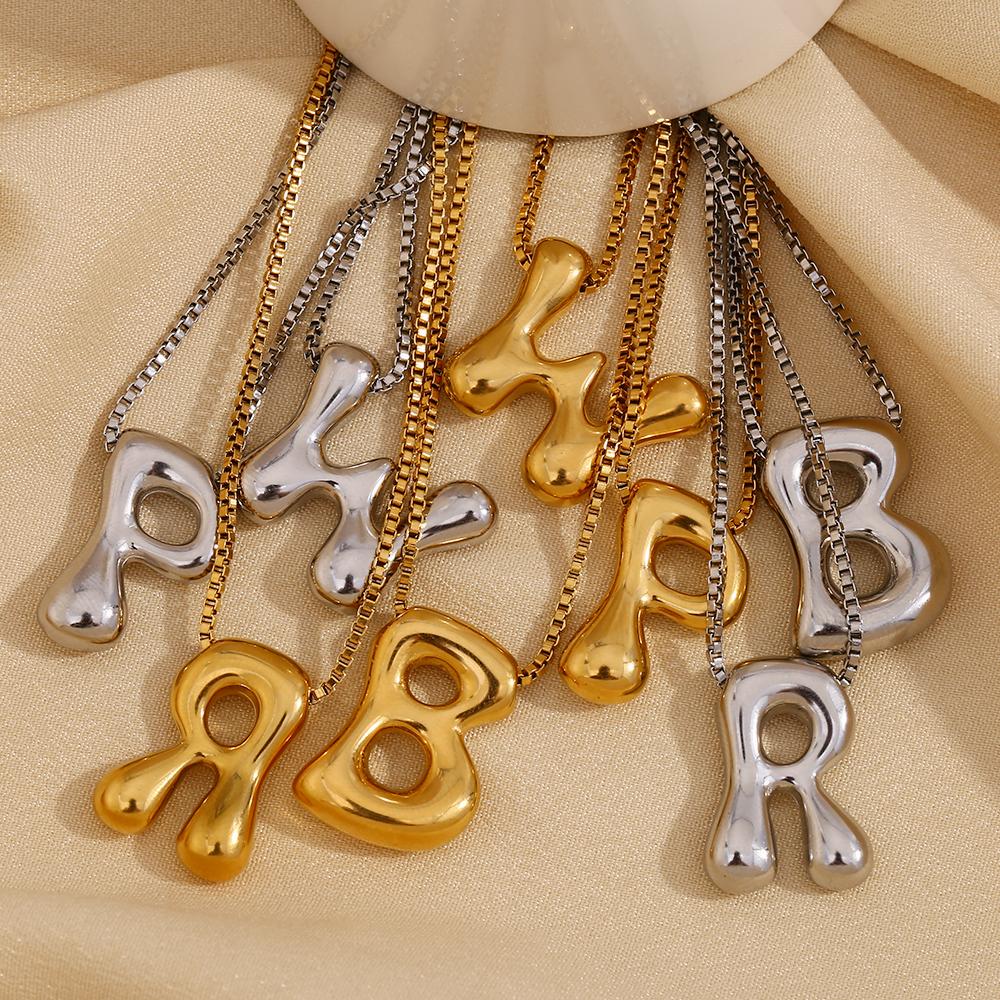 MamacitaSlay Creative 18K Gold Plated Stainless Steel Letter Pendant Necklace Party Waterproof jewelry Unisex Minimalist Gift