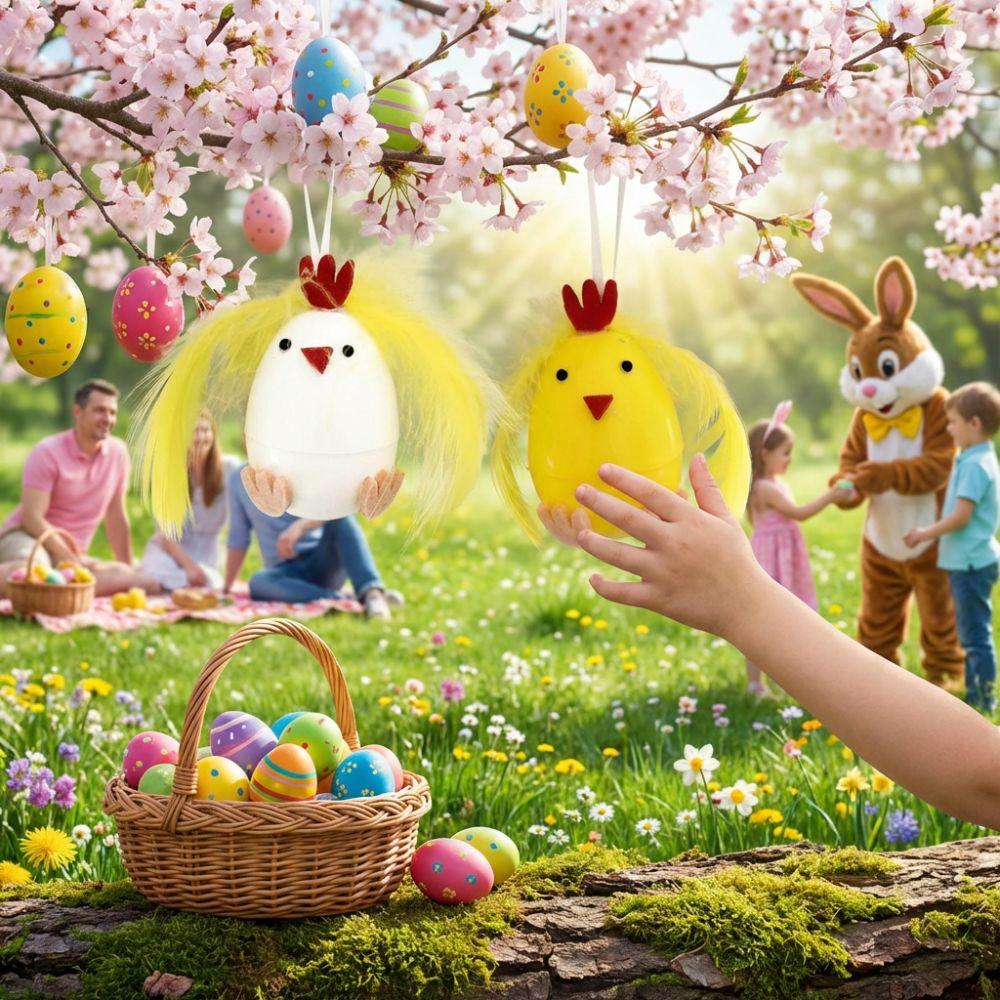 Storage Functions Feathered Chicken Ornaments Wear-resistant Easter Hanging Eggs  Baby Showers