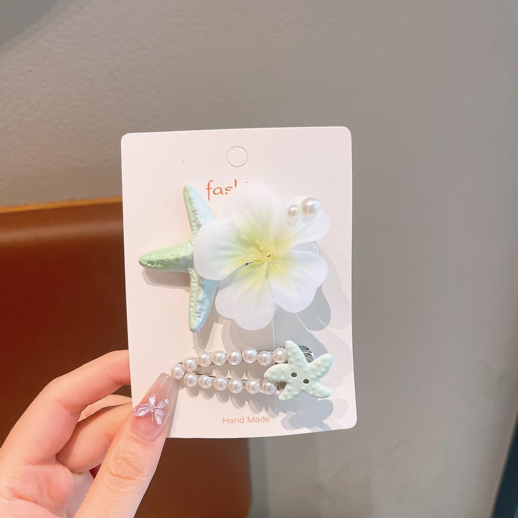 Summer Ocean Starfish Shell Hairpin Cute Children'S Hairpin Duck Beak Clip Pearl Hair Accessories Headgear Clip Girl