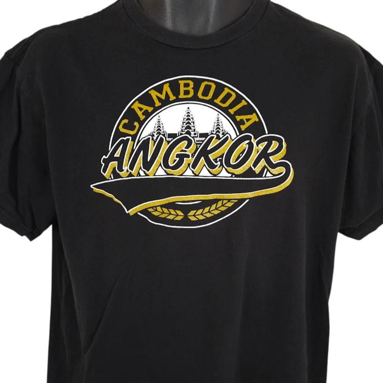 Angkor Wat T Shirt Mens Size Large Black Cambodia Travel Destination Tee 2XL