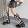 Black Over-the-Knee Lace Socks with Tie-Up Straps