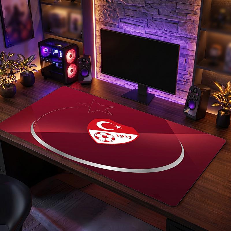 Turkey Football Crest Mouse Pad, Extended Non Slip Rubber Desk Mat for Gaming Office Laptop Fan Gift