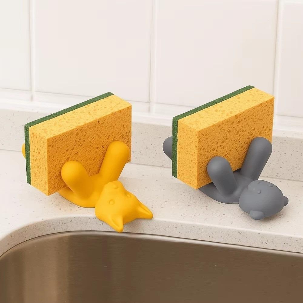 2 Stück Katze Bär Form Spülbürste Aufbewahrungsgestell Cartoon Stehgestell Küchengebrauch
