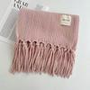 Scarf female winter student Korean version versatile new knitted couple thickened warm wool men's solid color fringed scarf