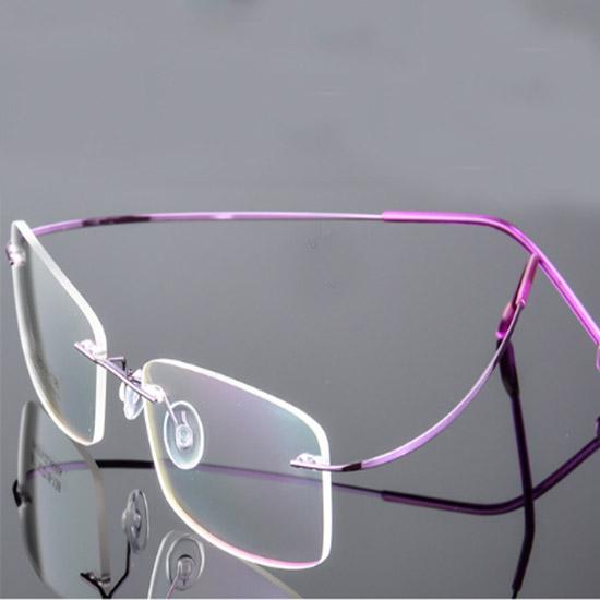 Rimless Lightweight Rectangular Super Elastic Metal Frame Unisex Flexible Optical Glasses Reading Glasses Eyewear Handmade