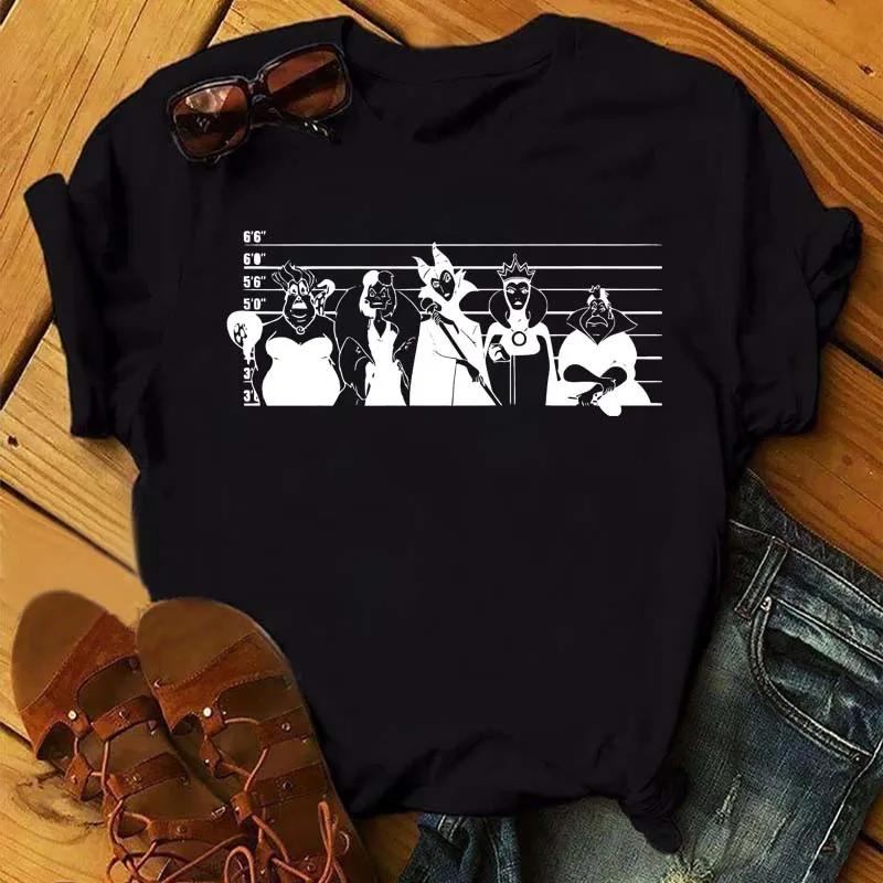 Disney Men Tshirts Fashion Villain Queen Collection Tshirt 90s Ladies Friends Tshirt Kawaii Summer Short Sleeves T Shirt Women