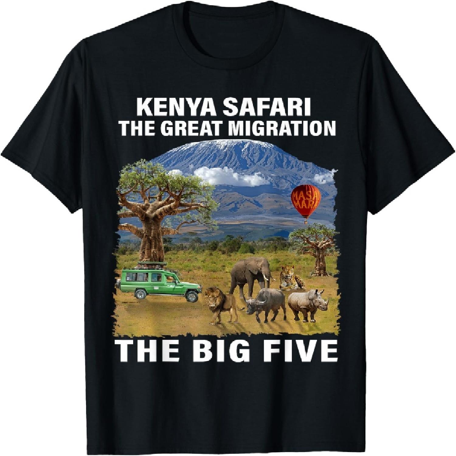 Big Five Kenya Migration Wildlife Artwork Kenya Safari T-Shirt XXXXXL разноцветный
