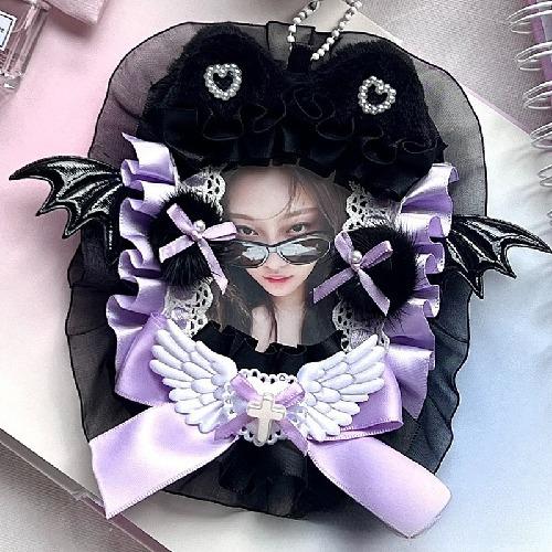 5.8cm Creative Design Kawaii Badge Pin Displaying Holder Sweet Lace Star Protector with Lanyard Fashoin Badge Clip Cover Case