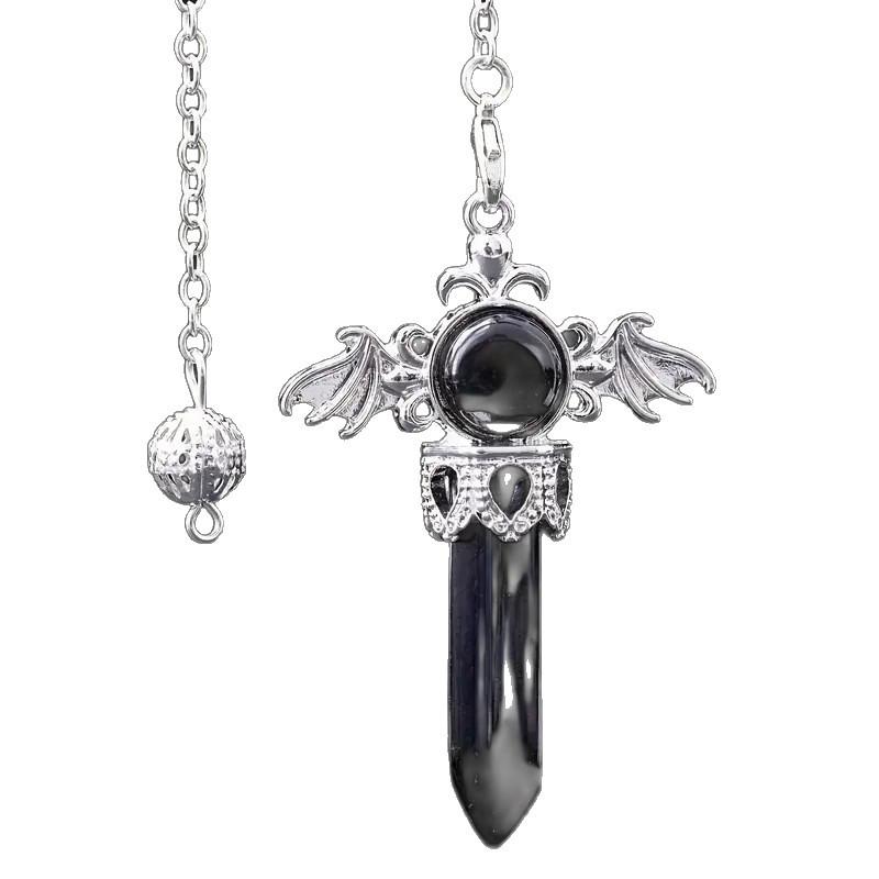 Natural Stone Angel Hexagonal Crystal Pendant - European-American Style