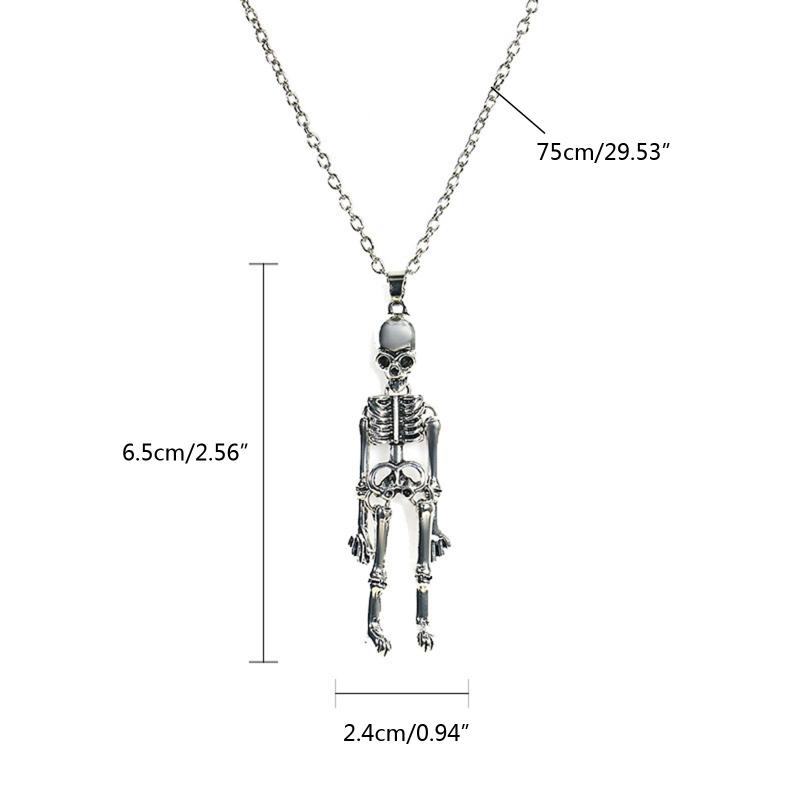 Skull Skeleton Vintage Retro Gothic Punk Rock Biker Halloween Pendant Necklace Hold Hands Skull Necklace Jewelry Gift