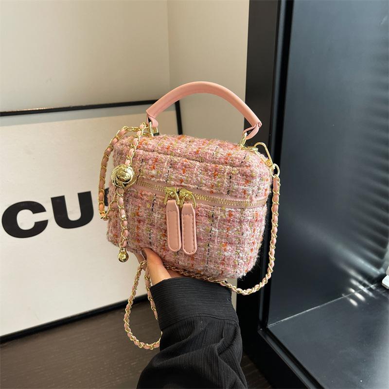 Woolen small bag women's new chain crossbody small square bag versatile mini hand bag