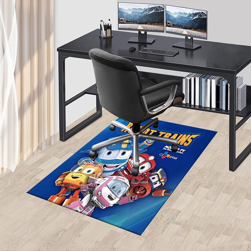 1pc Robocar Poli Adventure Carpet for Playroom Bedroom Living Room Sofa Home Decor,kids Game Area Rug Non-slip Floor Mat Y730153