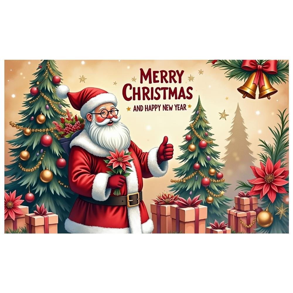 New Year Banner Christmas Tree Design Christmas Backdrop Xmas Display Santa Claus Theme Festive Display For Festive Event Home