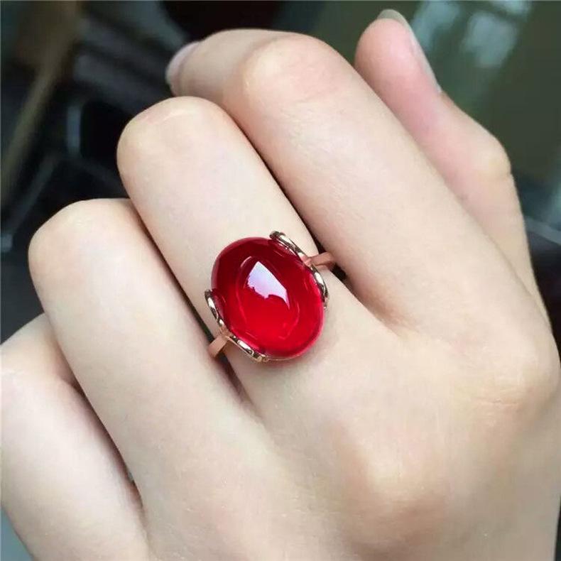 New Retro Temperament Plated 925 Silver Field Jasper Open Ring Women, Chalcedony Live Ring 2026