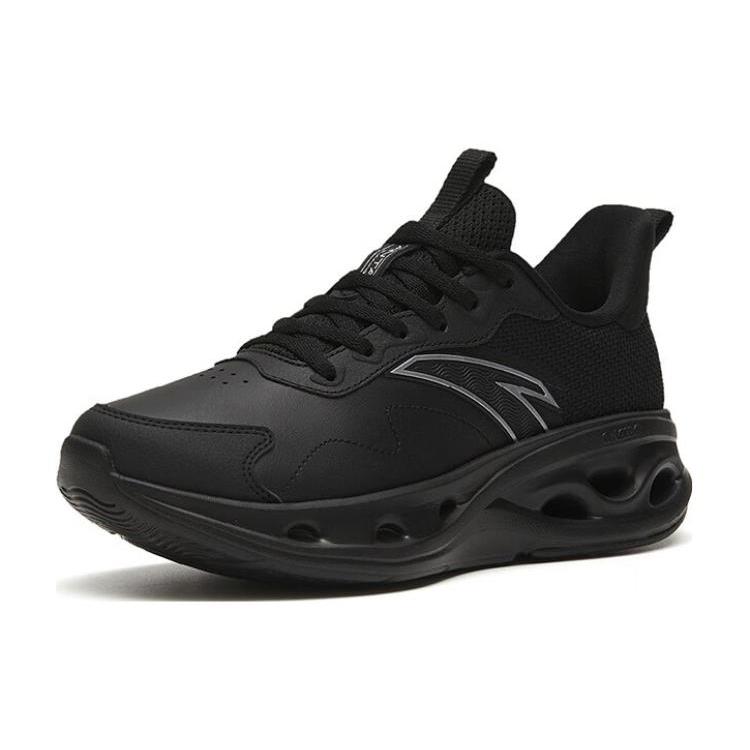 Anta Cushioning Slip Resistant Abrasion Resistant Breathable Low top Running Shoes Women's Bright Black 122315575-5