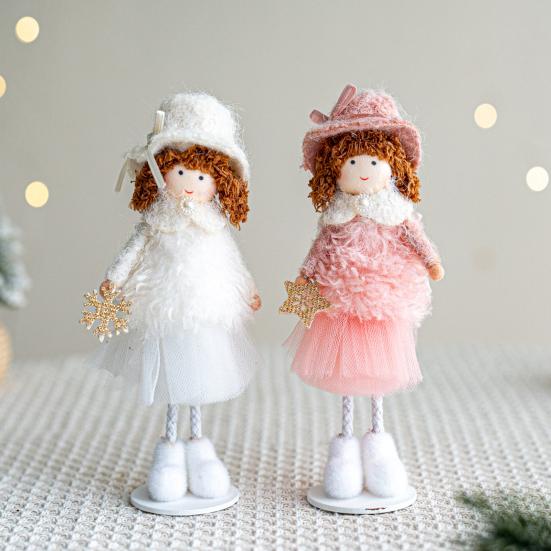 Christmas Angel Doll Ornaments Tabletop Small Plush Fairy Elf Figurine