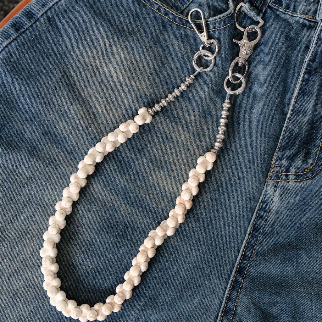 Einfache Runde Perlen Hosenkette Taillenkette Knochen Jeans Anhänger