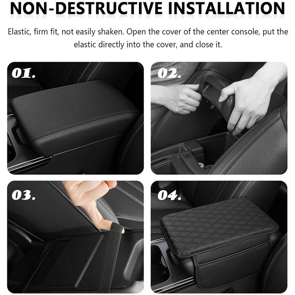 Upgraded Car Center Console Cover Leather Car Armrest Cover Cushion With 2 Storage Bags Car Armrest Storage Box Car Accessories