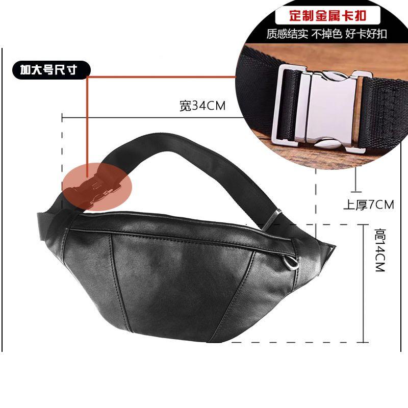 

Повседневная спортивная уличная кожаная одноплечевая нагрудная сумка Black (top Goatskin metal buckle plus size)