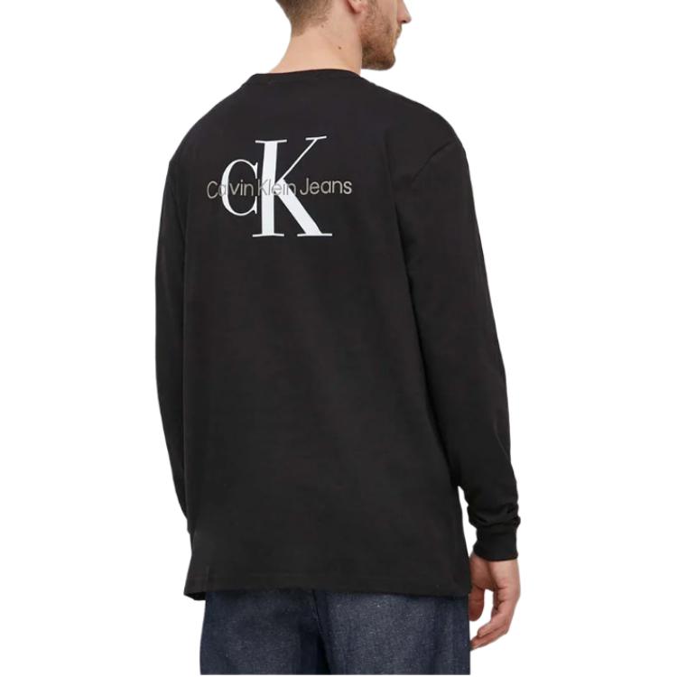 Calvin Klein Letter Logo Round Neck Pullover Long Sleeve T-Shirt Men Tops Black J30J324029-BEH