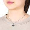 [ZIYMU] Four-Leaf Clover Pendant Necklace, Lucky Charm, Sterling Silver 925, Onyx, Women's, 40cm, zm-b-024s
