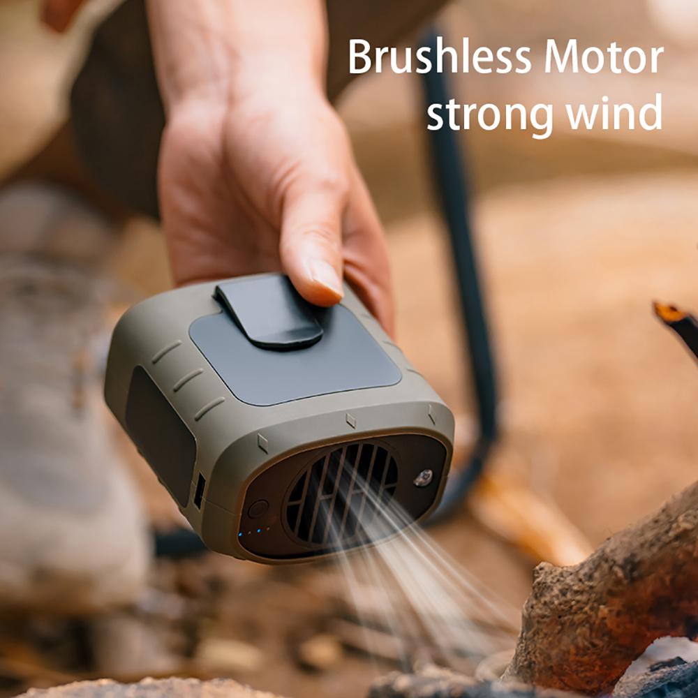 8000mAh Rechargeable Wearable Plastic Personal Cooling Fan 3 Speed Quiet Brushless Motor Hands-free Belt Outdoor Work Camping