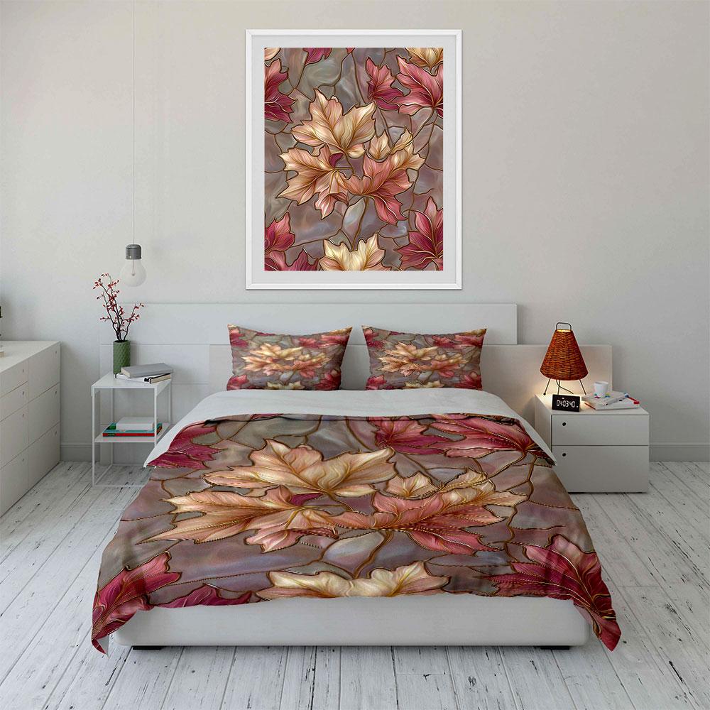 Autumn leaves with veins. Bedding sets Duvet cover sets Duvet covers Pillowcases(1* Duvet Cover 2* Pillowcases without duvet insert)