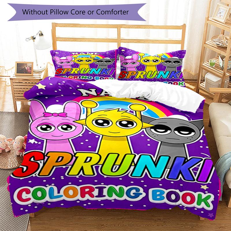 Set Biancheria da Letto Sprunki con Nome Personalizzato da 3 Pezzi, Chiusura con Bottoni, Include 1 Copripiumino e 2 Federe, Morbido e Confortevole per Tutte le Stagioni.