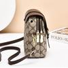 Double Zipper Mini Crossbody Bag for Women Vintage Small Monogram PU Leather Dual Zip Phone Pouch Adjustable Shoulder Strap
