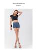 Shorts da Yoga in Denim a Vita Alta Solleva Glutei: Pantaloni Fitness da Donna Autunno/Inverno ad Alta Elasticità Controllo Pancia