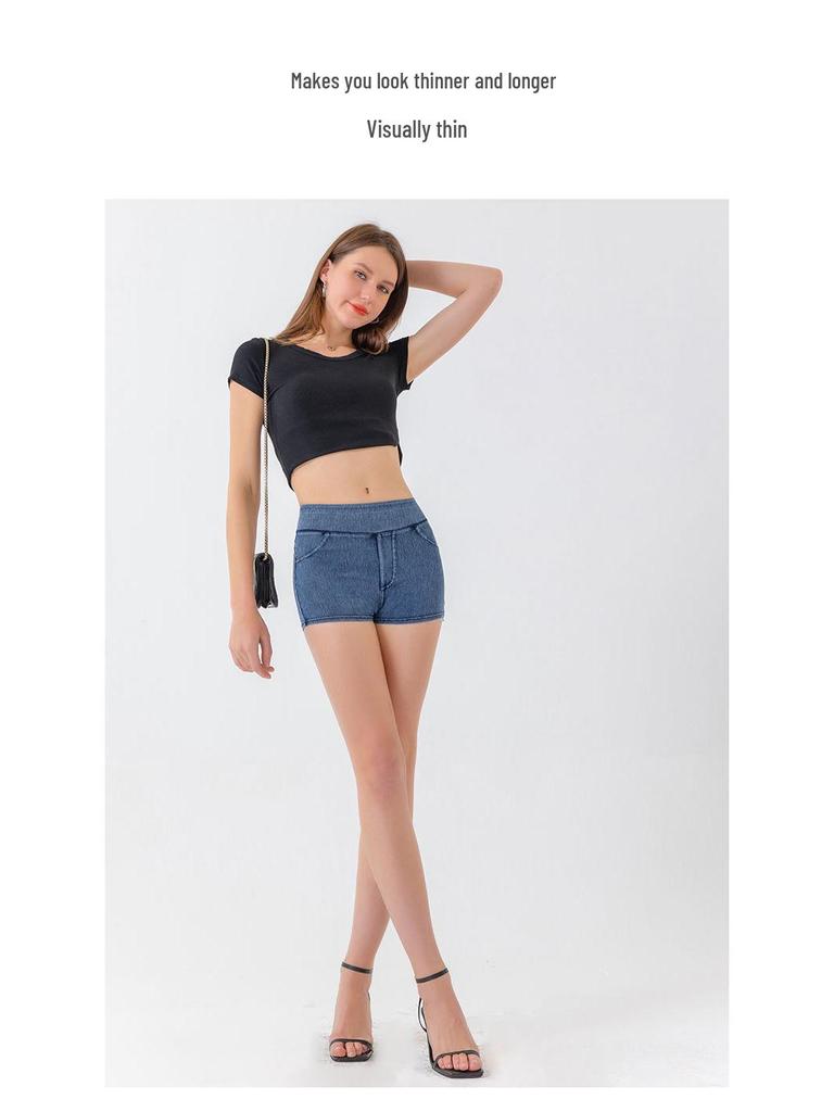 Shorts da Yoga in Denim a Vita Alta Solleva Glutei: Pantaloni Fitness da Donna Autunno/Inverno ad Alta Elasticità Controllo Pancia