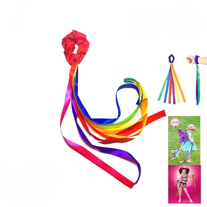 Rainbow Waving Ribbons, Dance Stick Music Class Elastic Bands, Handheld Rhythm Tassel Dance Props Gift, Gymnastics Dance Ribbons