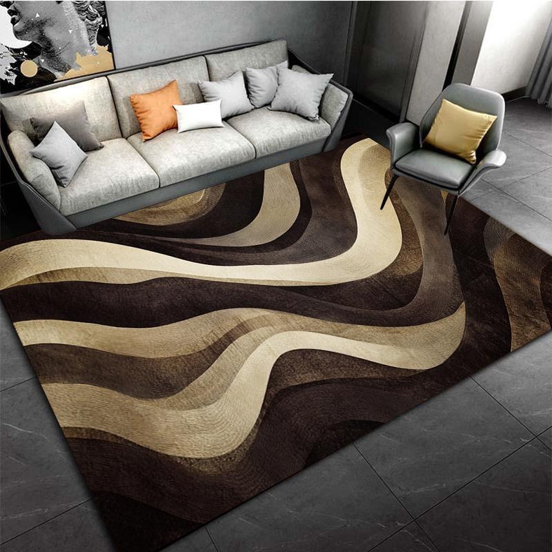 Dark Brown Abstract Wave Bath Mat Soft Flannel Non-Slip Rug for Kitchen Shower Tub, Modern Home Decor Living Room Bedroom Office