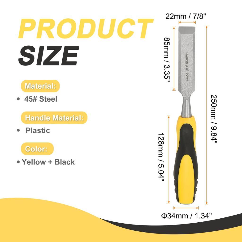 uxcell Flat Woodworking Chisel, 7/8-Inch Blade