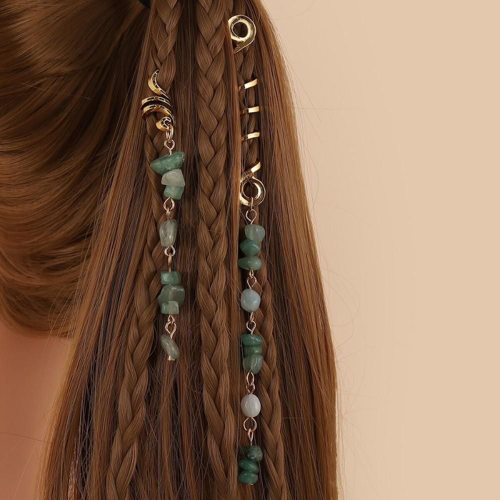2Pcs/Set Vintage Ethnic Style Spiral Dreadlock Hair Clip Pendant Hair Loop  Women Dreadlock Styling