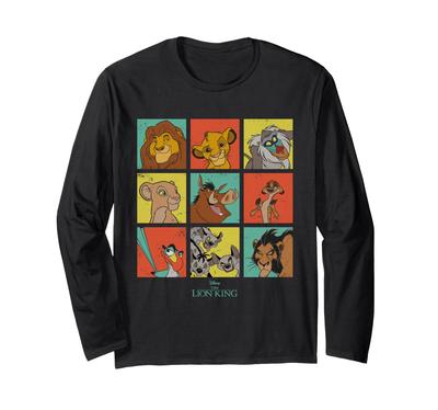 Disney Lion King Characters 90s Grid Long Sleeve T-Shirt