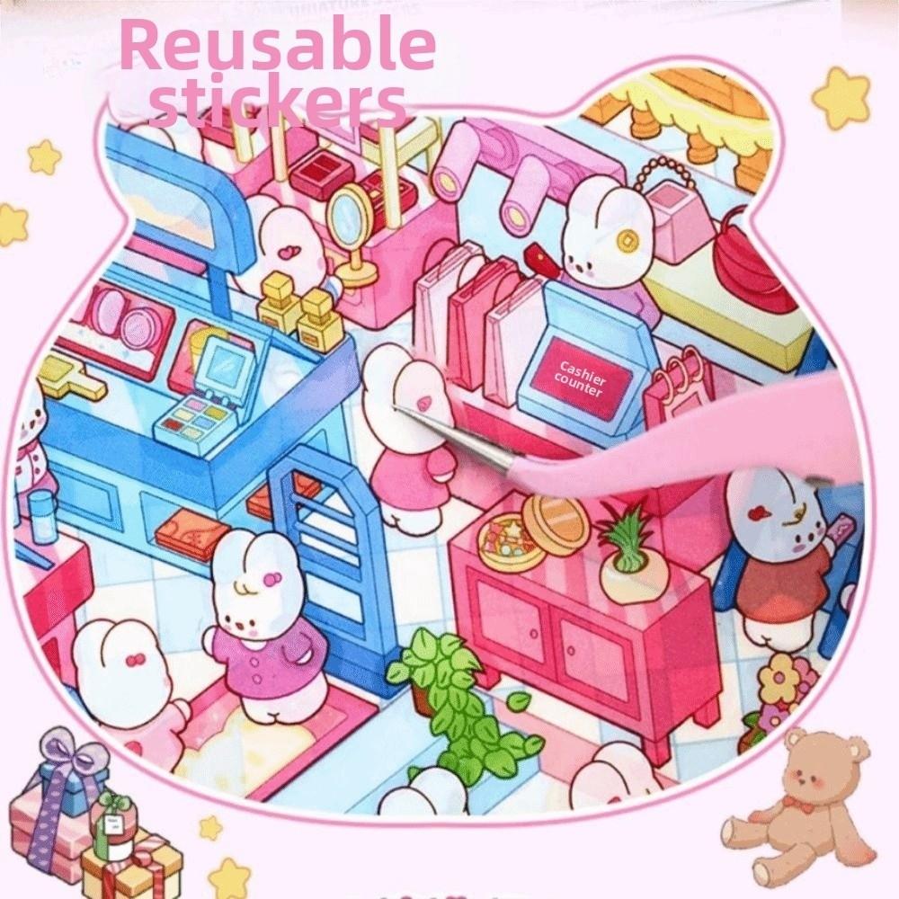 3D Miniature Scene Stickers Stacking Pasting 12 Sences Landscape Sticker Collection Cartoon Cabin Scene DIY Sticker Scrapbooking