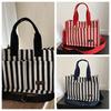 Korean Style Stripe Canvas Tote Bag Simple Cloth Handbag Cute Shoulder Bag  Shopping