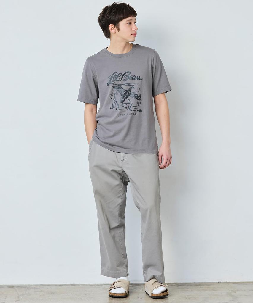 Japan Fit Lake Wash Organic Cotton Graphic Japan Size Shadow 1000130886 [LL Bean] Men's Tee, Fit, S, Green/Script Logo, Green,